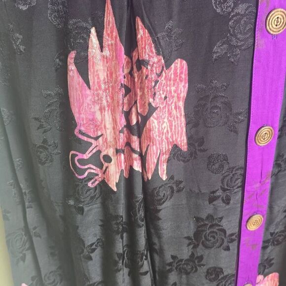 Kusnadi Wearable Art Dress/Tunic, Purple, Blk, Ethnic Prt, Tribal,Boho, NWT, L - Picture 3 of 10